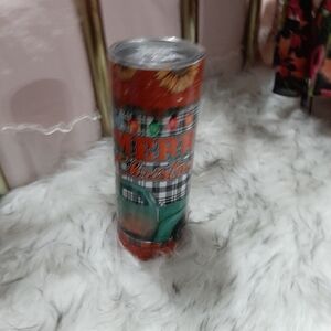 Merry Christmas Tumbler with Red and Green Design